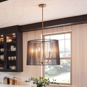 Quintiesse - Pendelleuchte mit Stange LINARA 6xE14/60W/230V Ø 66 cm schwarz/gold