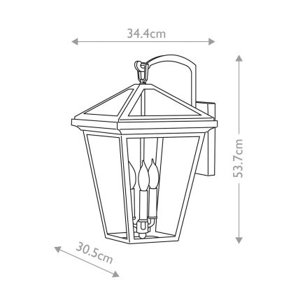 Quintiesse - Außenwandleuchte ALFORD L 3x E14/40W/230V, IP44, schwarz