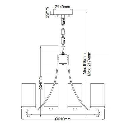 Quintiesse - Kronleuchter an Kette ANGELO 5xE27/60W/230V, Eichen-Dekor