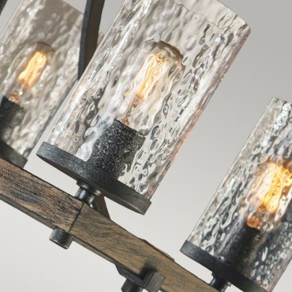 Quintiesse - Deckenleuchte mit Stange ANGELO 8xE27/60W/230V Eichen-Dekor