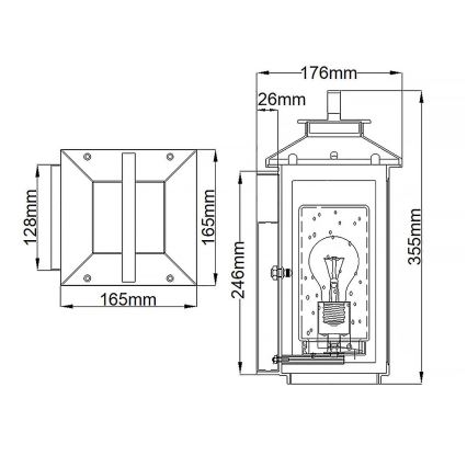 Quintiesse - Außenwandleuchte ATWATER S 1xE27/60W/230V IP44 schwarz