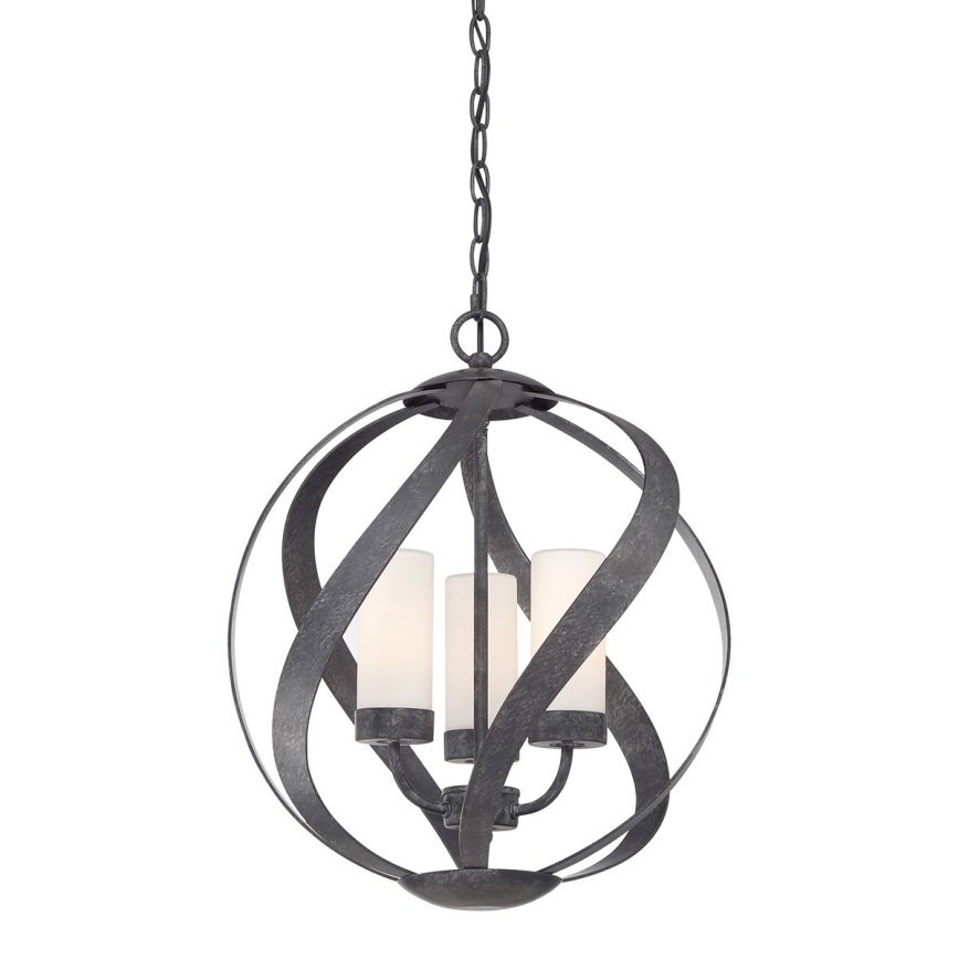 Quintiesse - Außenleuchte mit Kette BLACKSMITH 3xE14/40W/230V Ø 40,7 cm IP44 schwarz
