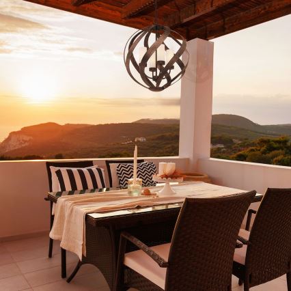 Quintiesse - Außen-Kronleuchter mit Kette BLACKSMITH 4xE14/40W/230V Ø 50,1 cm IP44 schwarz