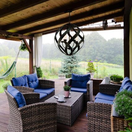 Quintiesse - Außen-Pendelleuchte mit Kette BLACKSMITH 5xE14/40W/230V Ø 66,4 cm IP44 schwarz