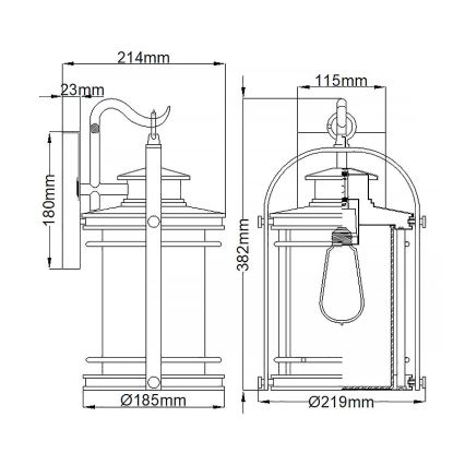 Quintiesse - Außenwandleuchte BOOKER M 1xE27/60W/230V IP44 mattchrom