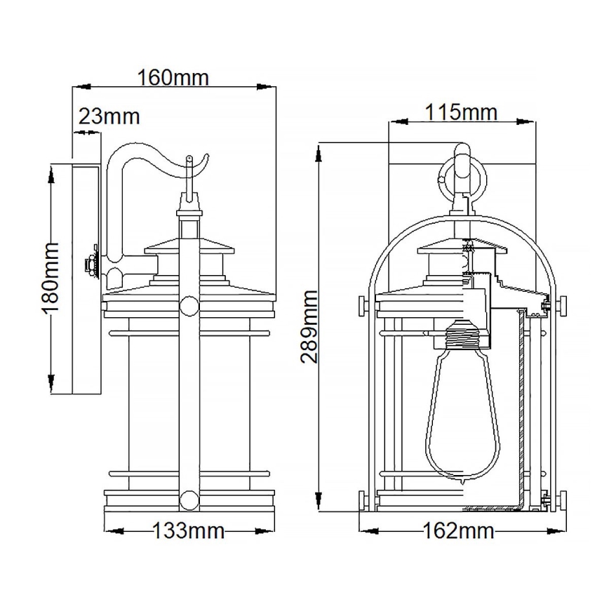 Quintiesse - Außenwandleuchte BOOKER S 1xE27/60W/230V IP44 mattchrom