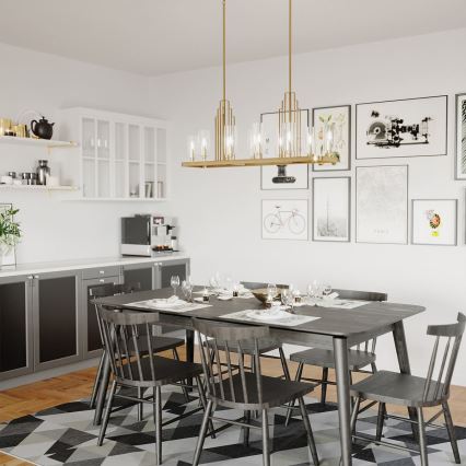 Quintiesse - Kronleuchter mit Stange KIMROSE 10xE14/40W/230V goldfarben