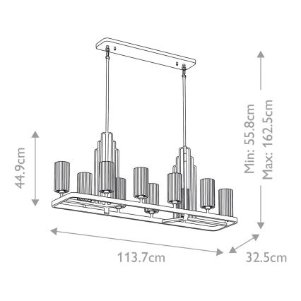 Quintiesse - Pendelleuchte mit Stange KIMROSE 10xE14/40W/230V glänzender Chrom