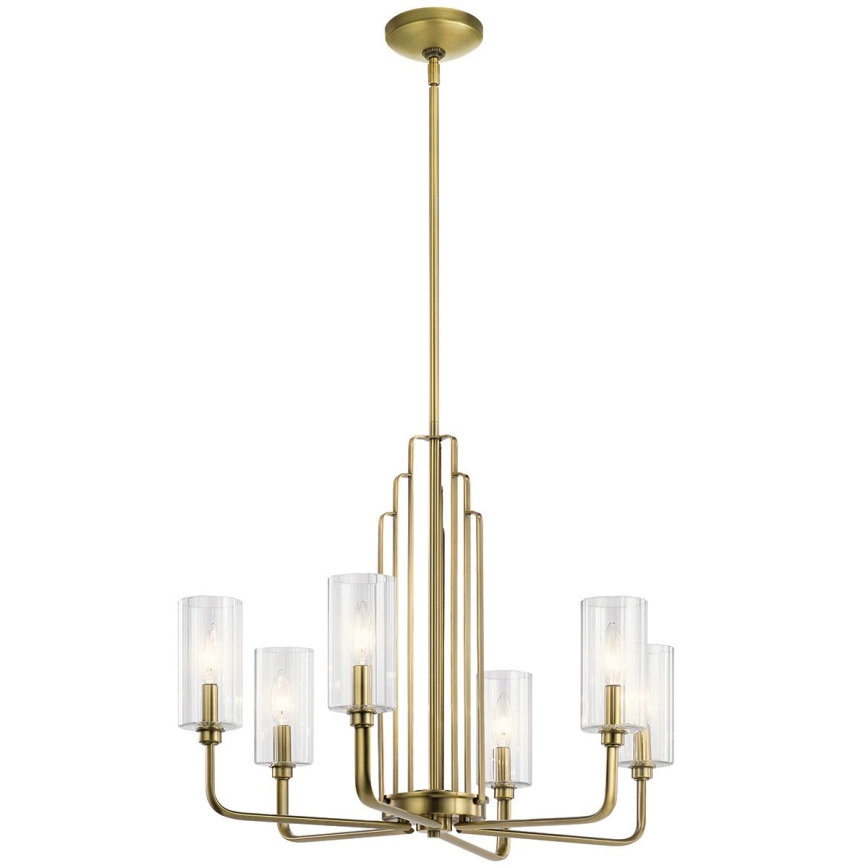 Quintiesse - Kronleuchter an Stange KIMROSE, 6×E14, max. 40 W, 230 V, Ø 68,6 cm, gold