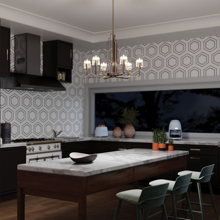 Quintiesse - Deckenleuchte mit Stange KIMROSE 6xE14/40W/230V Ø 68,6 cm glänzender Chrom