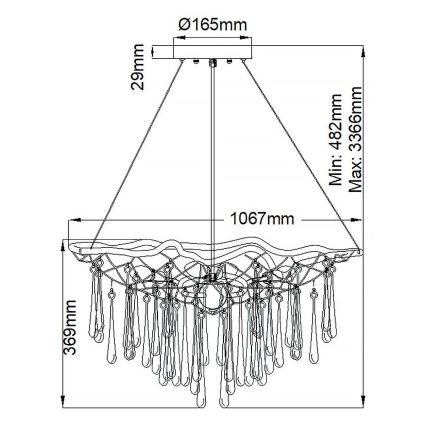 Quintiesse - Pendelleuchte mit Kabelaufhängung LAGUNA 8xE14/40W/230V Ø 106,7 cm goldfarben