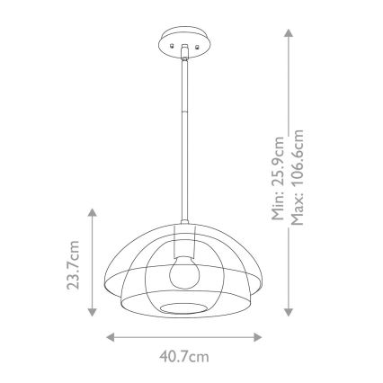 Quintiesse - Pendelleuchte mit Stange LOTUS 1xE27/60W/230V Ø 40,7 cm goldfarben