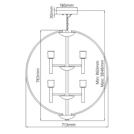 Quintiesse - LED-Pendelleuchte an Stahlseil MONDO 8xG9/3W/230V Ø 71,3 cm glänzender Chrom