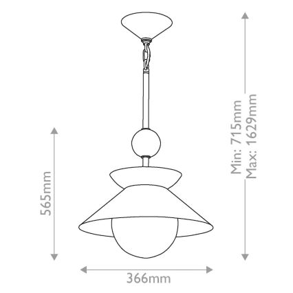 Quintiesse - Deckenleuchte mit Stab SAUCER M 1xE27/40W/230V Ø 36,6 cm gold