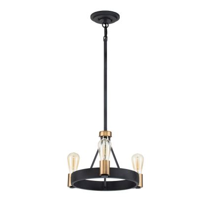 Quintiesse - Deckenleuchte an Stange SILAS 3xE27/60W/230V Ø 42,2 cm schwarz/gold