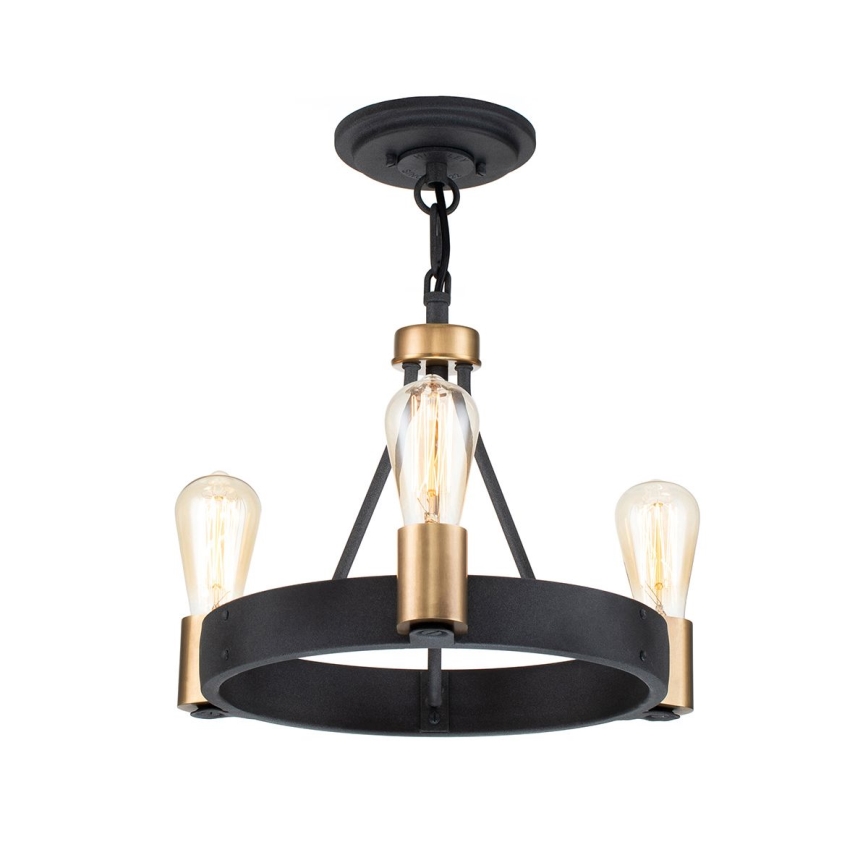 Quintiesse - Deckenleuchte an Stange SILAS 3xE27/60W/230V Ø 42,2 cm schwarz/gold