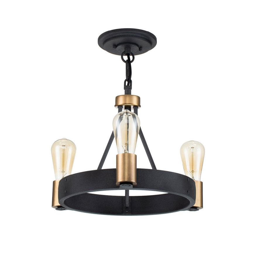 Quintiesse - Deckenleuchte an Stange SILAS 3xE27/60W/230V Ø 42,2 cm schwarz/gold