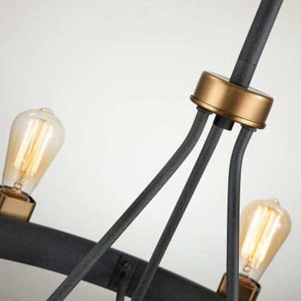 Quintiesse - Stangenpendelleuchte SILAS 8xE27/60W/230V Ø 82,9 cm schwarz/gold