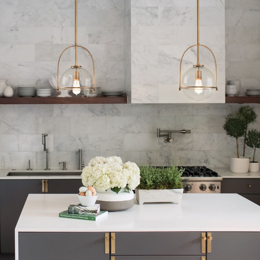 Quintiesse - Pendelleuchte an Stange SOMERSET 1xE27/60W/230V Ø 28,9 cm bronzefarben