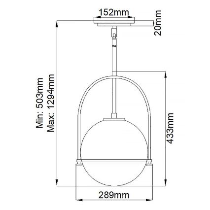 Quintiesse - Pendelleuchte an Stange SOMERSET 1xE27/60W/230V Ø 28,9 cm, schwarz