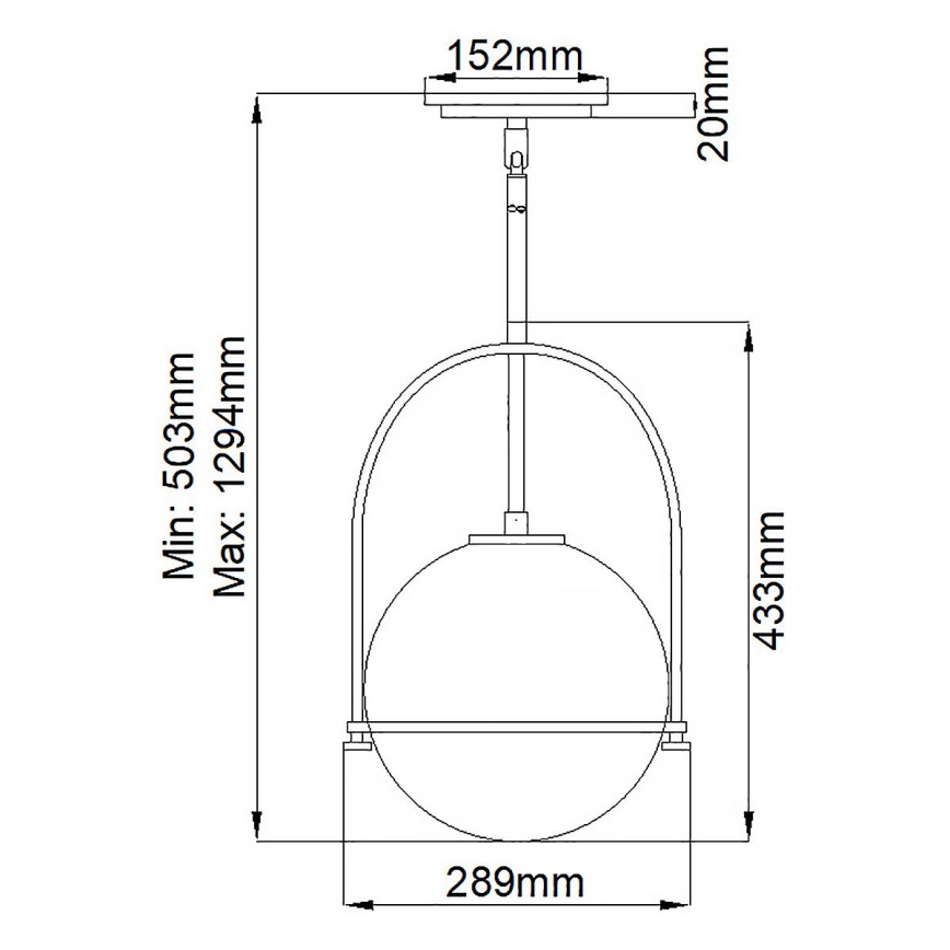 Quintiesse - Pendelleuchte an Stange SOMERSET 1xE27/60W/230V Ø 28,9 cm, schwarz
