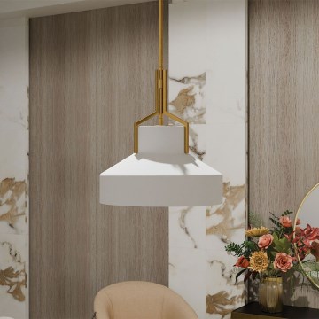 Quoizel - Deckenleuchte mit Stange BRECKEN 2xE27/60W/230V gold/weiß