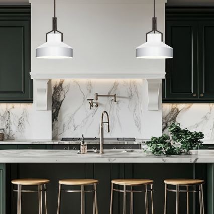 Quoizel - Pendelleuchte BRECKEN an Stange 2xE27/60W/230V schwarz/weiß