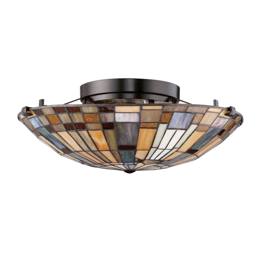 Quoizel - Deckenleuchte Tiffany INGLENOOK 2xE27/60W/230V Ø 40,7 cm