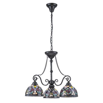 Quoizel - Kronleuchter an Kette Tiffany LARISSA 3xE27/60W/230V Ø 63,6 cm