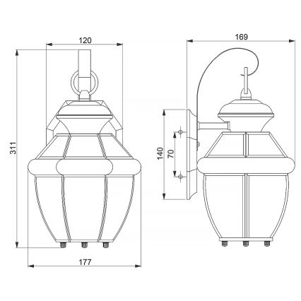 Quoizel - Außenwandleuchte NEWBURY 1xE27/60W/230V IP44 kupferfarben