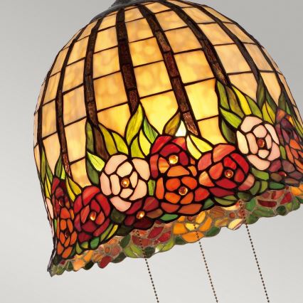Quoizel - Kronleuchter mit Kette Tiffany ROSECLIFFE 3xE27/100W/230V