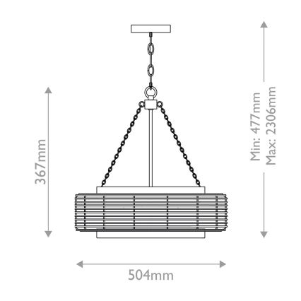 Quoizel - WAYLON Kronleuchter an Kette, 4x E27/60W/230V, Ø 50,4 cm, braun/weiß