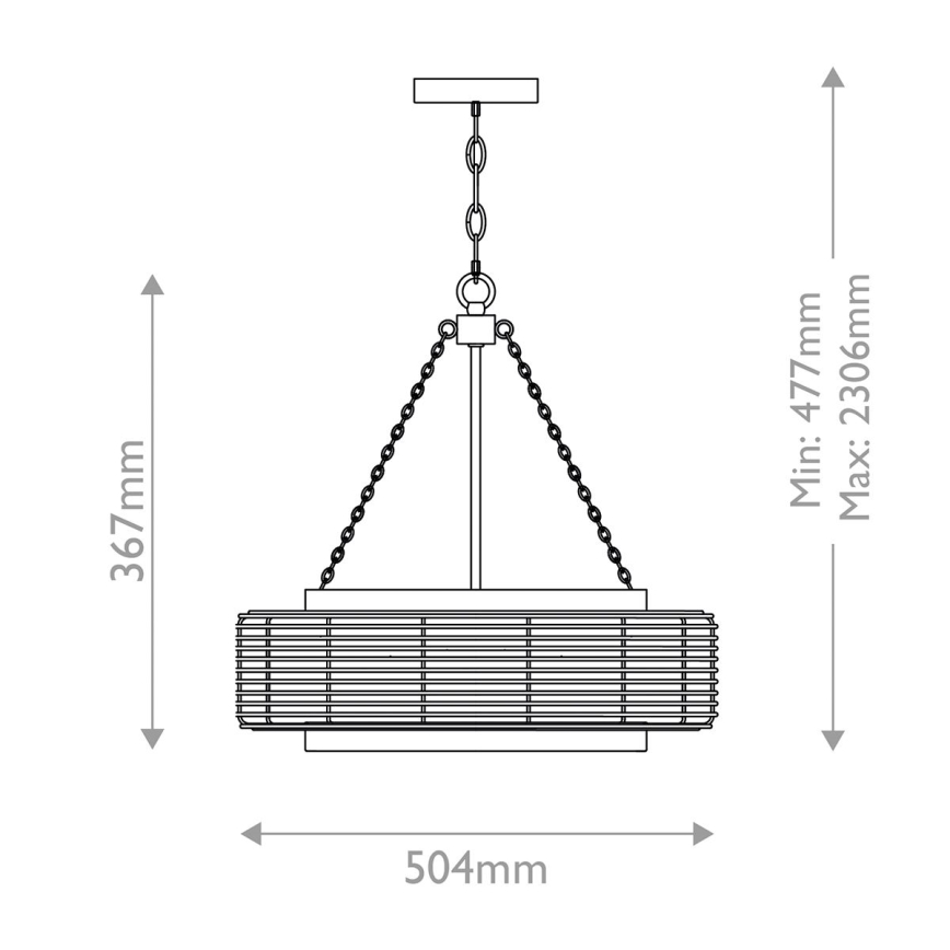 Quoizel - WAYLON Kronleuchter an Kette, 4x E27/60W/230V, Ø 50,4 cm, braun/weiß