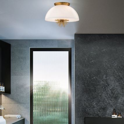 Quoizel - Deckenleuchte an Stange STARING 3xE14/40W/230V d 45,7 cm golden/Patina/weiß