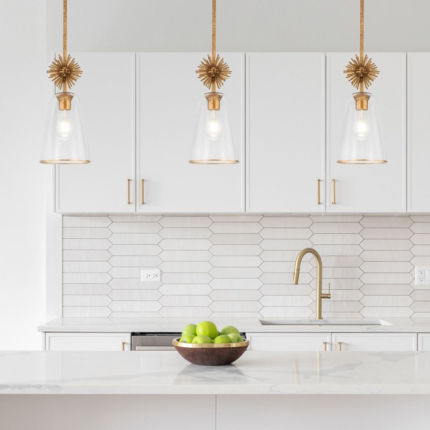 Quoizel - Deckenleuchte an Stange STARING 1xE27/40W/230V d 18,4 cm golden/Patina/klar