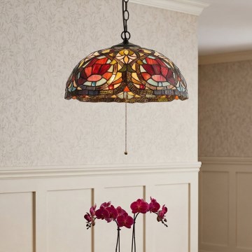 Quoizel - Tiffany-Kronleuchter LARISSA an Kette 3xE27/60W/230V Ø 38,5 cm