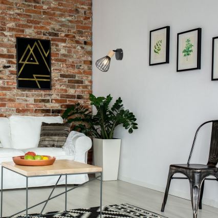 Rabalux - Wandleuchte mit 1xE14/25W/230V, schwarz/Buche