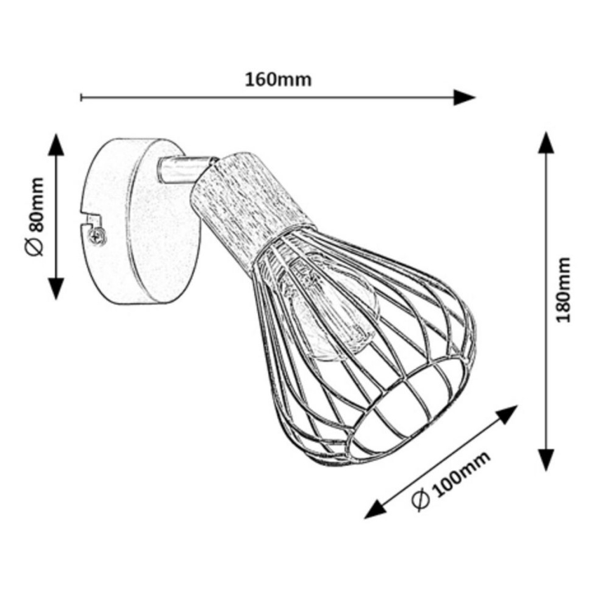 Rabalux - Wandleuchte mit 1xE14/25W/230V, schwarz/Buche