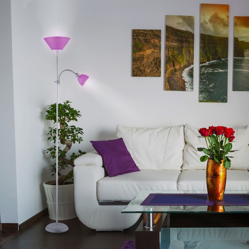 Rabalux - Stehleuchte 1xE27/100W+E14/25W matt Chrom/violett