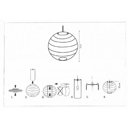 Rabalux 4894 - Lampenschirm für RICE Deckenleuchte weiß E27 Ø 30 cm