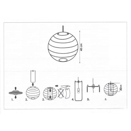 Rabalux 4898 - Lampenschirm für Hängeleuchte RICE weiß E27 d 40 cm