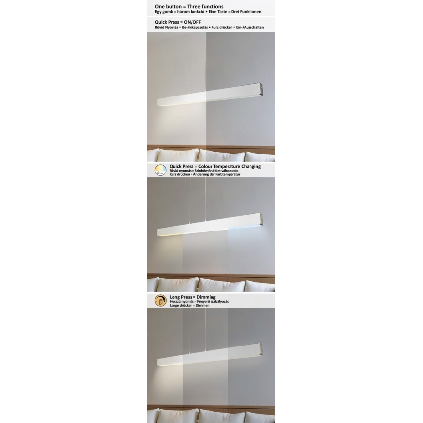 Rabalux - Dimmbarer LED-Kronleuchter an einer Schnur LED/24W/230V 2700/4000/6500K 120 cm