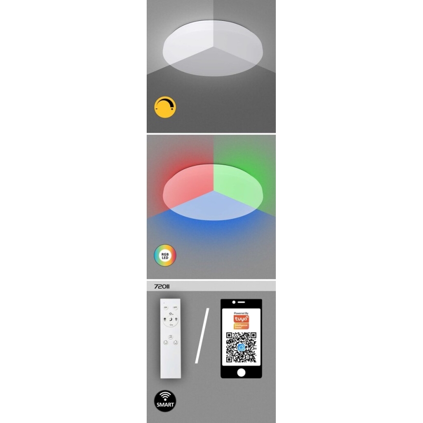 Rabalux - LED RGB dimmbare Deckenleuchte LED/48W/230V Wi-Fi Tuya 3000-6500K 50 cm