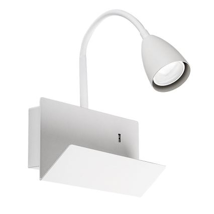 Rabalux - Wandleuchte mit Ablage und USB-Anschluss 1xGU10/25W/230V weiß