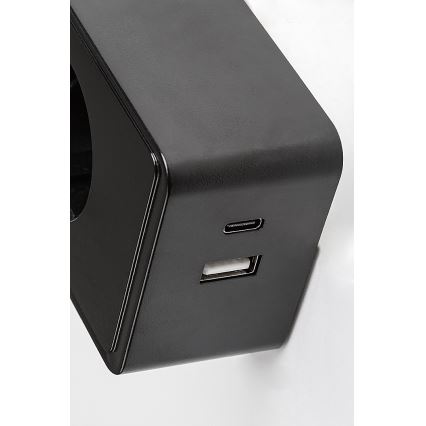 Rabalux - Dimmbare LED-Wandleuchte LED/4W/230V mit USB-Anschluss zum Einstecken in die Steckdose 3000/4000/6000K schwarz