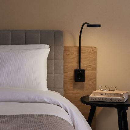 Rabalux - Dimmbare LED-Wandleuchte LED/4W/230V mit USB-Port für Steckdose 3000/4000/6000K schwarz