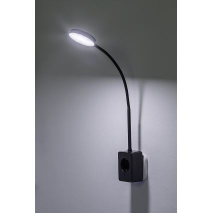Rabalux - Dimmbare LED-Wandleuchte LED/4W/230V mit USB-Port für Steckdose 3000/4000/6000K schwarz