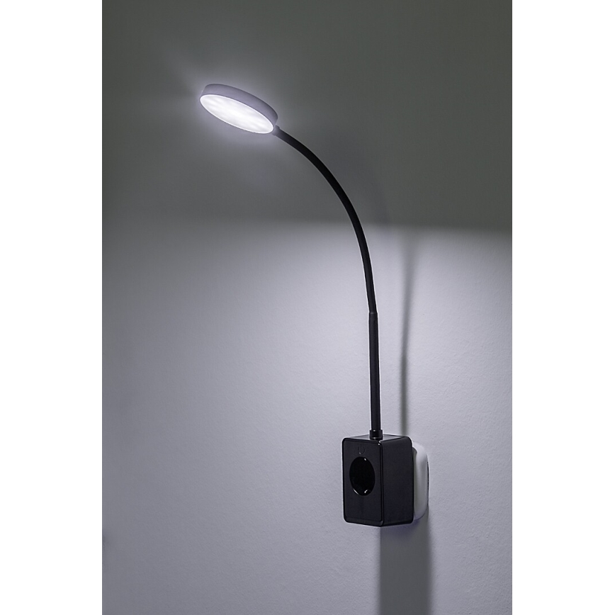 Rabalux - Dimmbare LED-Wandleuchte LED/4W/230V mit USB-Port für Steckdose 3000/4000/6000K schwarz