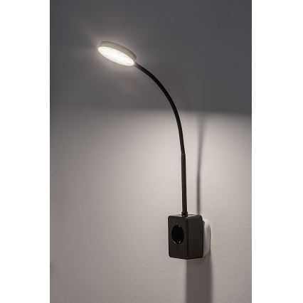 Rabalux - Dimmbare LED-Wandleuchte LED/4W/230V mit USB-Port für Steckdose 3000/4000/6000K schwarz