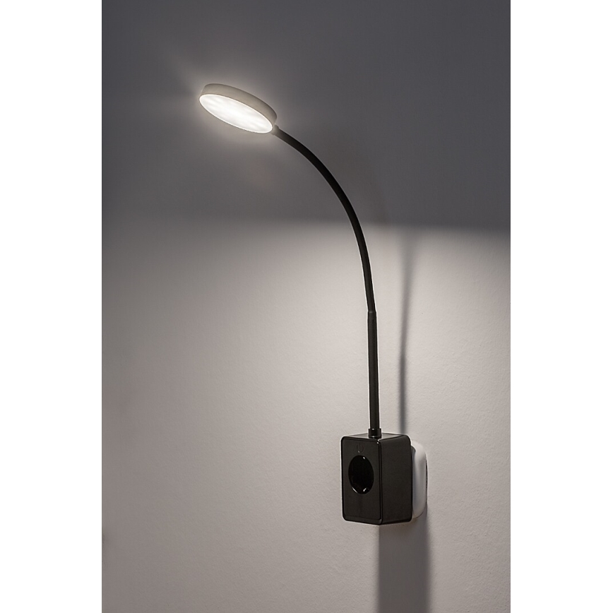 Rabalux - Dimmbare LED-Wandleuchte LED/4W/230V mit USB-Port für Steckdose 3000/4000/6000K schwarz